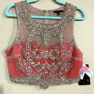 City Triangle dropes Sequin sleeveless top prom wedding cocktail NWT